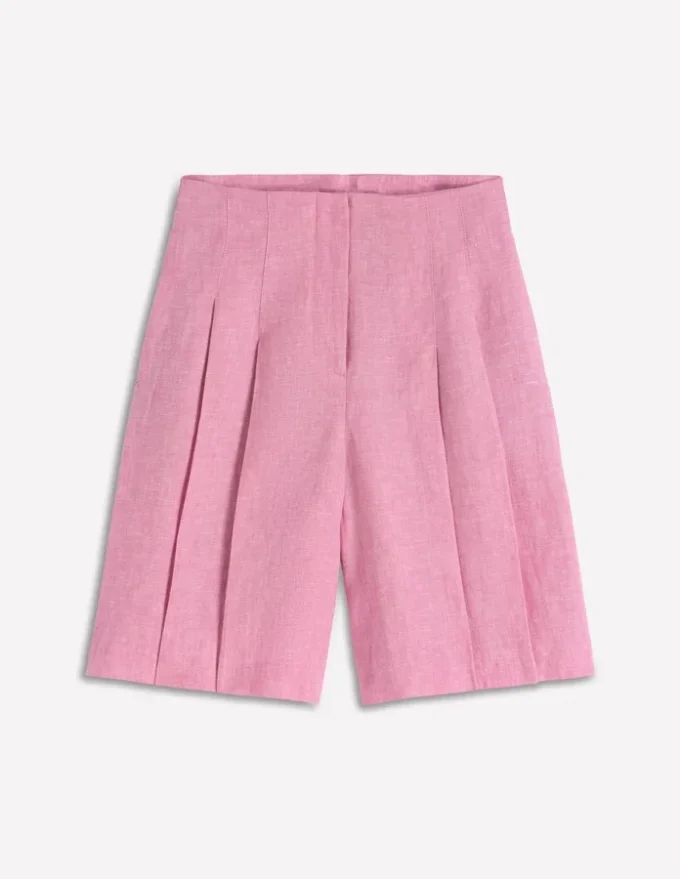 Highbury Pleated Linen Shorts Meadowsweet Pink Chambray Highbury Pleated Linen Shorts Meadowsweet Pink Chambray