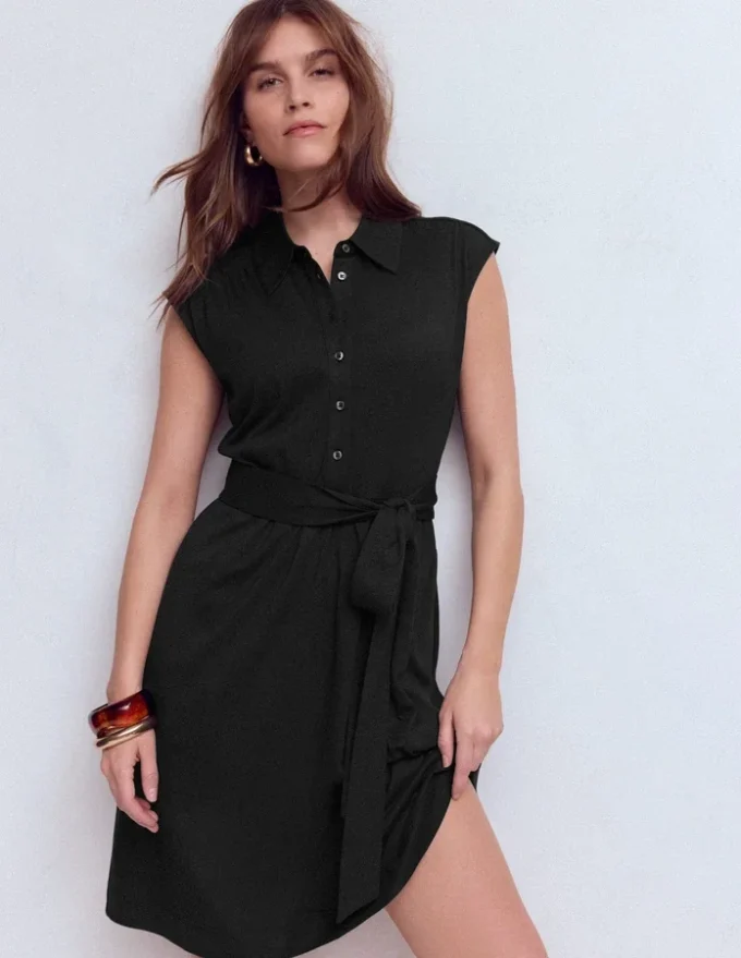 Honor Short Jersey Shirt Dress Black Honor Short Jersey Shirt Dress Black