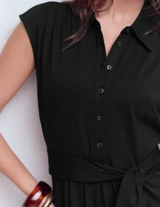 Honor Short Jersey Shirt Dress Black