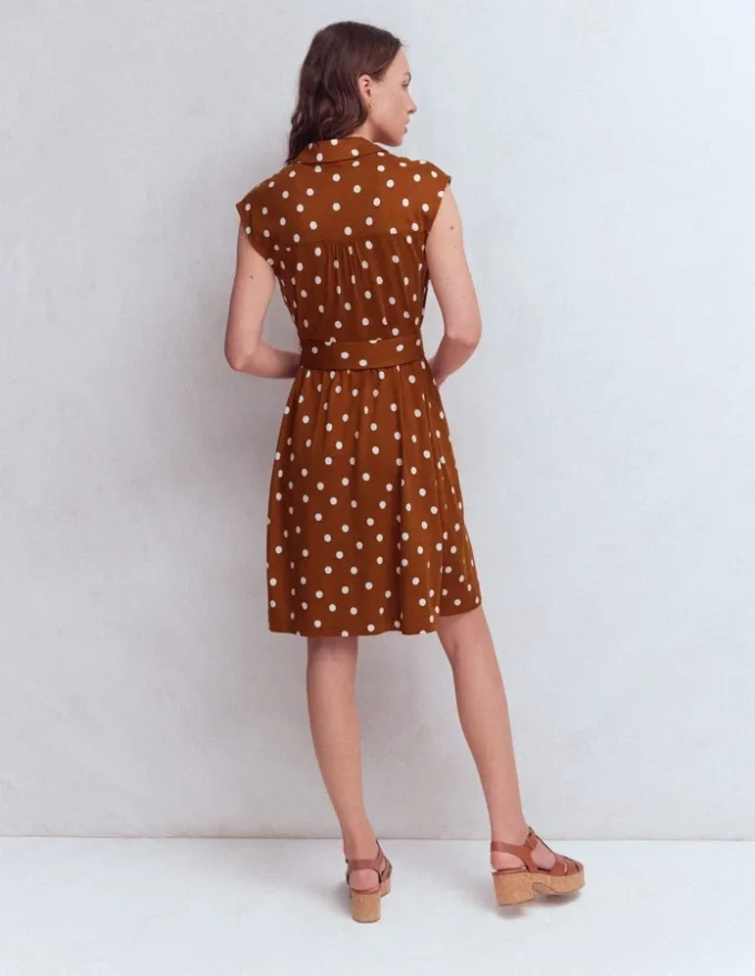 Honor Short Jersey Shirt Dress Cognac, Painted Dot Spaced Honor Short Jersey Shirt Dress Cognac, Painted Dot Spaced