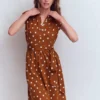 Honor Short Jersey Shirt Dress Cognac, Painted Dot Spaced Honor Short Jersey Shirt Dress Cognac, Painted Dot Spaced