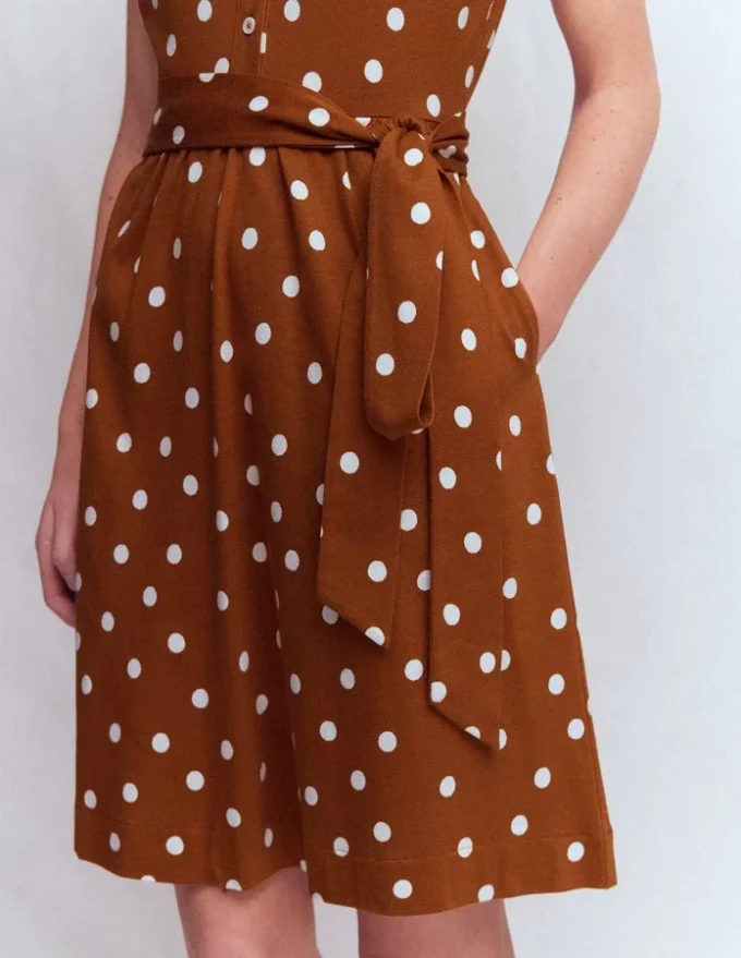 Honor Short Jersey Shirt Dress Cognac, Painted Dot Spaced Honor Short Jersey Shirt Dress Cognac, Painted Dot Spaced