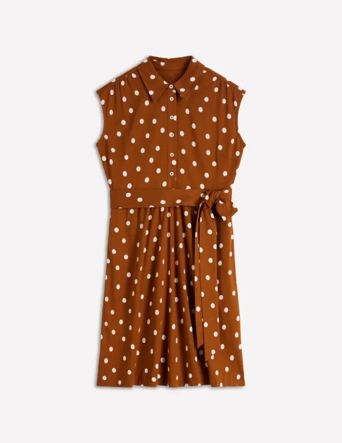 Honor Short Jersey Shirt Dress Cognac, Painted Dot Spaced Honor Short Jersey Shirt Dress Cognac, Painted Dot Spaced