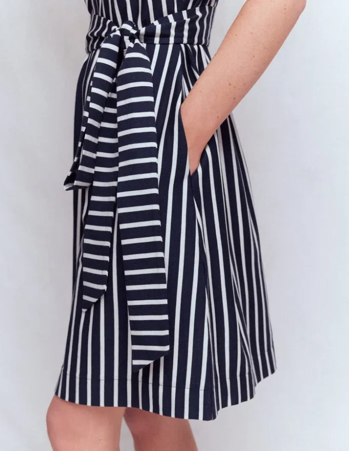 Honor Short Jersey Shirt Dress Navy and White Stripe Honor Short Jersey Shirt Dress Navy and White Stripe
