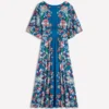 Imelda Kimono Jersey Dress Blue, Botanical Trail Imelda Kimono Jersey Dress Blue, Botanical Trail