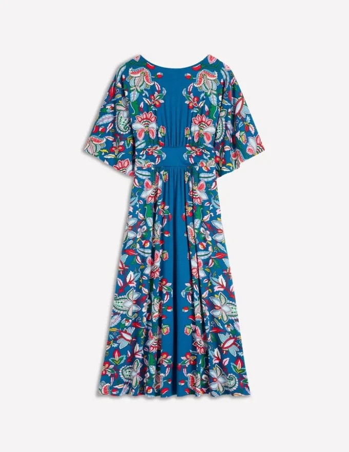Imelda Kimono Jersey Dress Blue, Botanical Trail Imelda Kimono Jersey Dress Blue, Botanical Trail