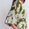 Imelda Kimono Jersey Dress Olive, Botanical Flourish Mono Imelda Kimono Jersey Dress Olive, Botanical Flourish Mono