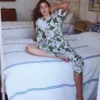 Imelda Kimono Jersey Dress Olive, Botanical Flourish Mono Imelda Kimono Jersey Dress Olive, Botanical Flourish Mono