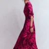 Imelda Kimono Jersey Dress Pink Peony, Decorative Lattice Imelda Kimono Jersey Dress Pink Peony, Decorative Lattice