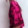 Imelda Kimono Jersey Dress Pink Peony, Decorative Lattice Imelda Kimono Jersey Dress Pink Peony, Decorative Lattice