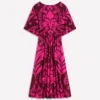 Imelda Kimono Jersey Dress Pink Peony, Decorative Lattice Imelda Kimono Jersey Dress Pink Peony, Decorative Lattice
