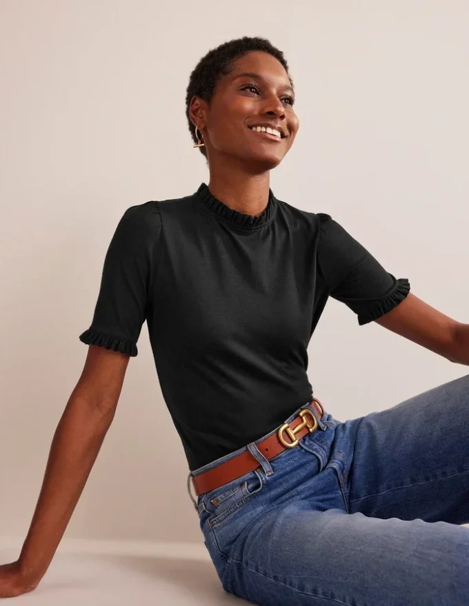 Imi Supersoft Frill T-shirt Black Imi Supersoft Frill T-shirt Black