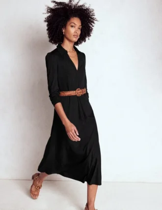 Imogen Collared Jersey Dress Black