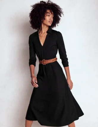 Imogen Collared Jersey Dress Black