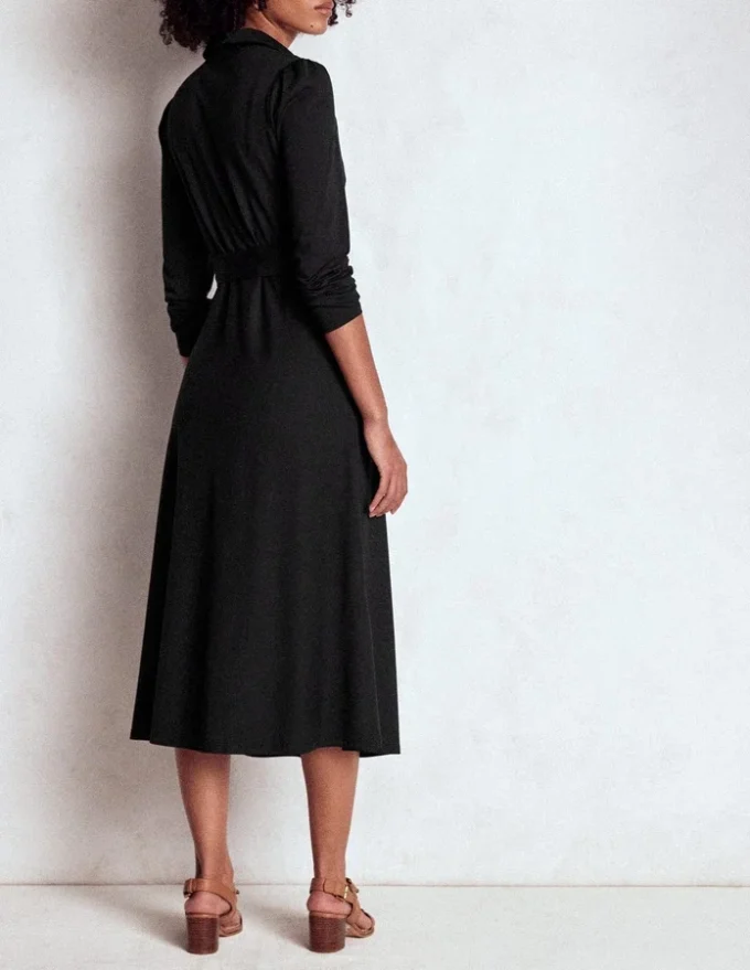 Imogen Collared Jersey Dress Black