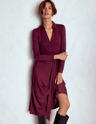 Imogen Collared Jersey Dress Deep Wisteria