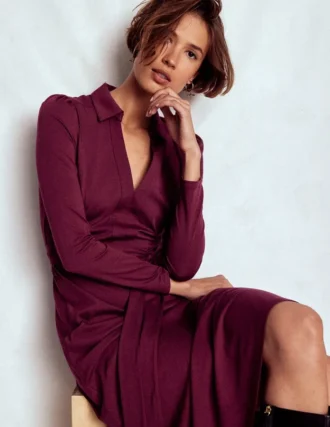 Imogen Collared Jersey Dress Deep Wisteria