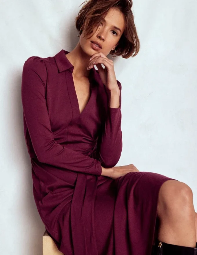 Imogen Collared Jersey Dress Deep Wisteria Imogen Collared Jersey Dress Deep Wisteria