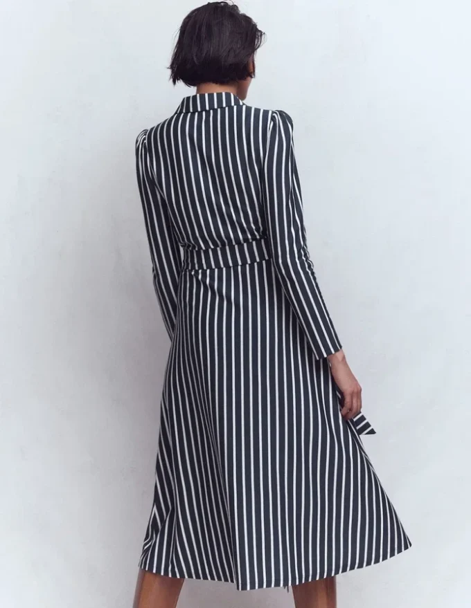Imogen Collared Jersey Dress French Navy and Ivory Stripe Imogen Collared Jersey Dress French Navy and Ivory Stripe