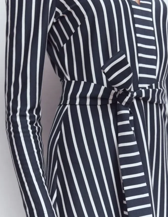 Imogen Collared Jersey Dress French Navy and Ivory Stripe Imogen Collared Jersey Dress French Navy and Ivory Stripe