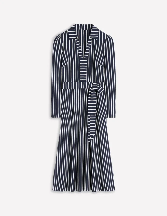 Imogen Collared Jersey Dress French Navy and Ivory Stripe Imogen Collared Jersey Dress French Navy and Ivory Stripe