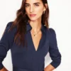 Imogen Collared Jersey Dress Navy