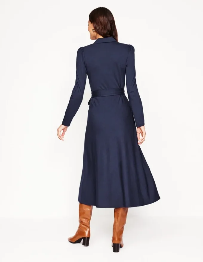Imogen Collared Jersey Dress Navy