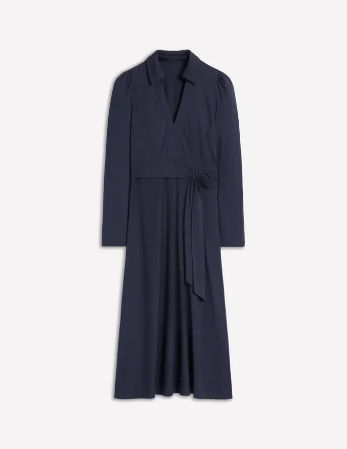 Imogen Collared Jersey Dress Navy