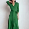 Imogen Collared Jersey Dress Pine Green Imogen Collared Jersey Dress Pine Green