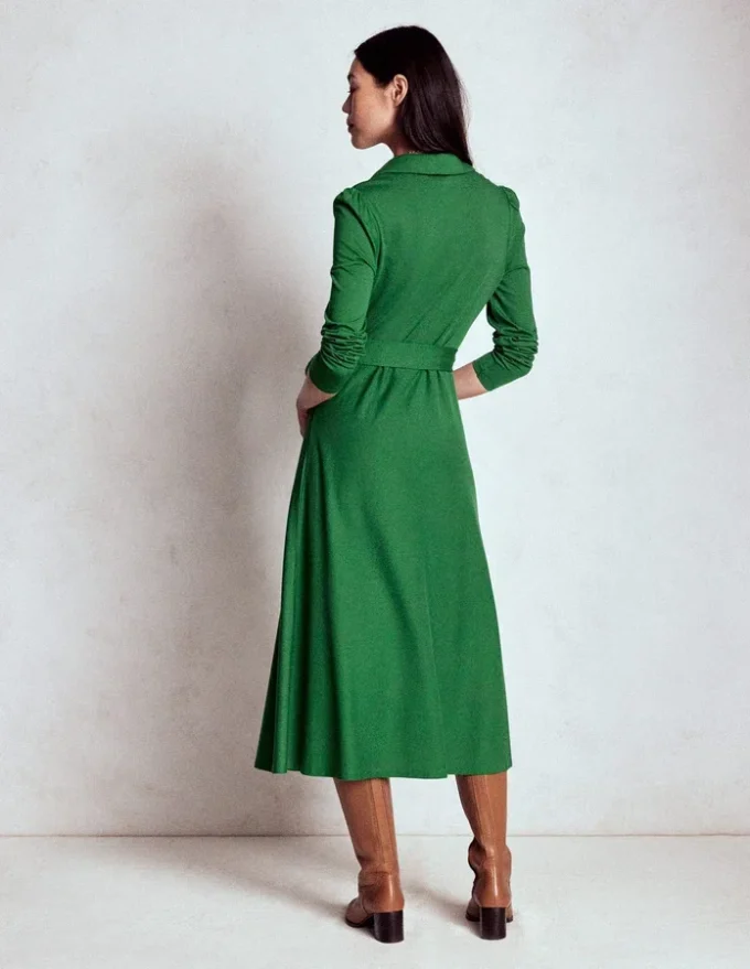 Imogen Collared Jersey Dress Pine Green Imogen Collared Jersey Dress Pine Green