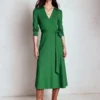 Imogen Collared Jersey Dress Pine Green Imogen Collared Jersey Dress Pine Green