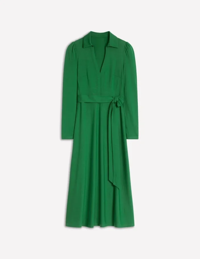 Imogen Collared Jersey Dress Pine Green Imogen Collared Jersey Dress Pine Green