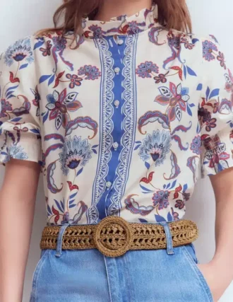 Interest Raffia Belt Natural