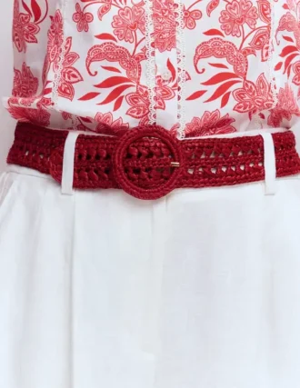 Interest Raffia Belt Red