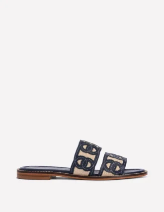 Interlocked Flat Sandal Navy
