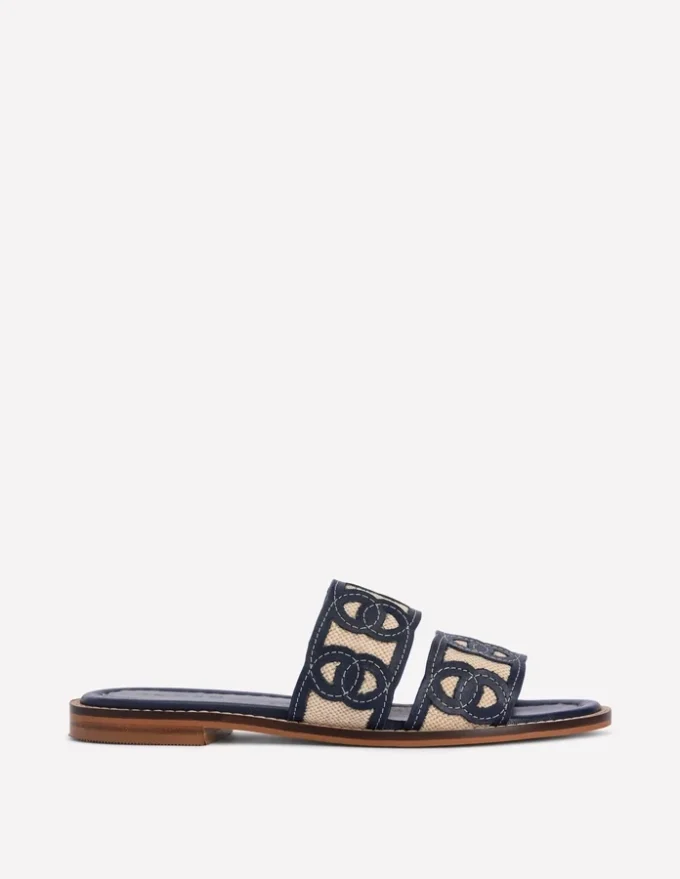 Interlocked Flat Sandal Navy Interlocked Flat Sandal Navy