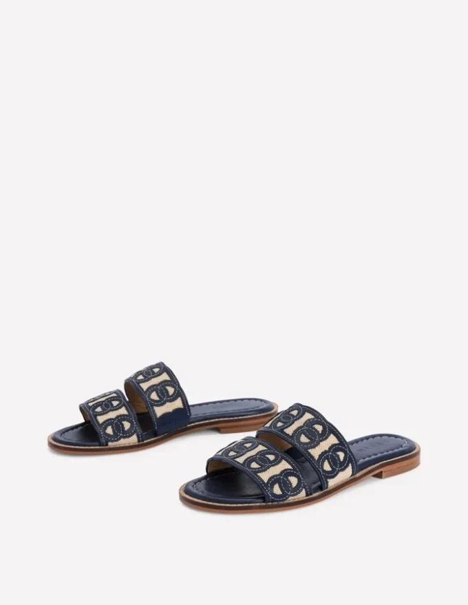 Interlocked Flat Sandal Navy Interlocked Flat Sandal Navy