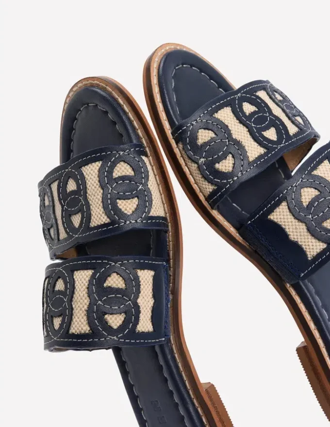 Interlocked Flat Sandal Navy Interlocked Flat Sandal Navy