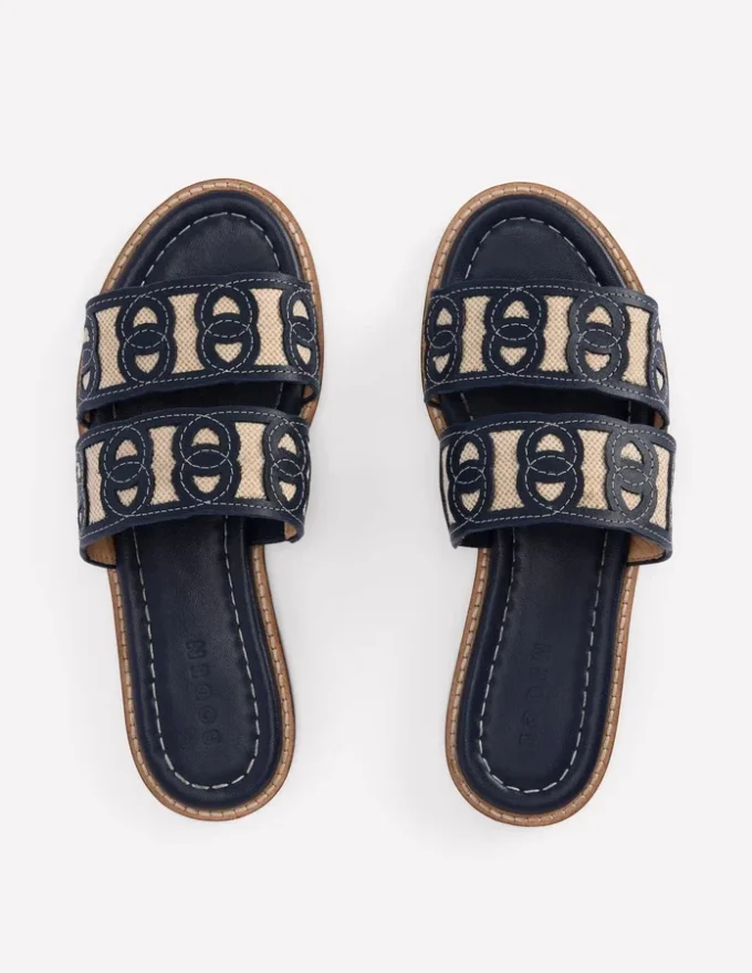 Interlocked Flat Sandal Navy Interlocked Flat Sandal Navy