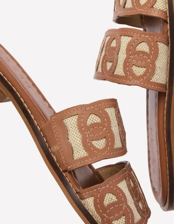 Interlocked Flat Sandal Tan Interlocked Flat Sandal Tan
