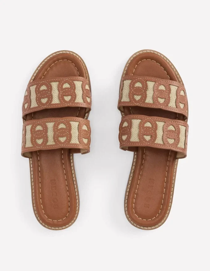 Interlocked Flat Sandal Tan Interlocked Flat Sandal Tan