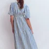 Irene Linen Midi Dress Blue Stripe Irene Linen Midi Dress Blue Stripe