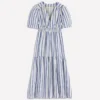 Irene Linen Midi Dress Blue Stripe Irene Linen Midi Dress Blue Stripe
