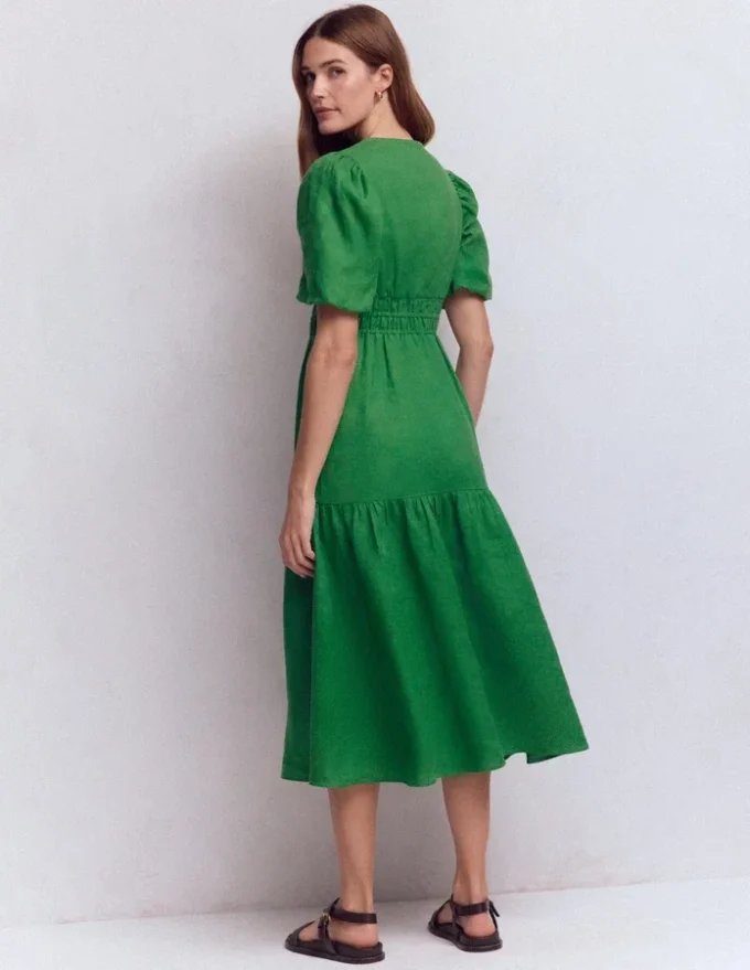 Irene Linen Midi Dress Highland Green Irene Linen Midi Dress Highland Green