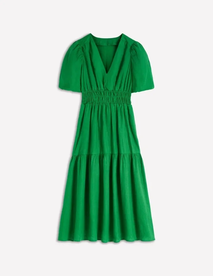 Irene Linen Midi Dress Highland Green Irene Linen Midi Dress Highland Green