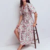 Irene Linen Midi Dress Ivory, Bloom Scatter Irene Linen Midi Dress Ivory, Bloom Scatter