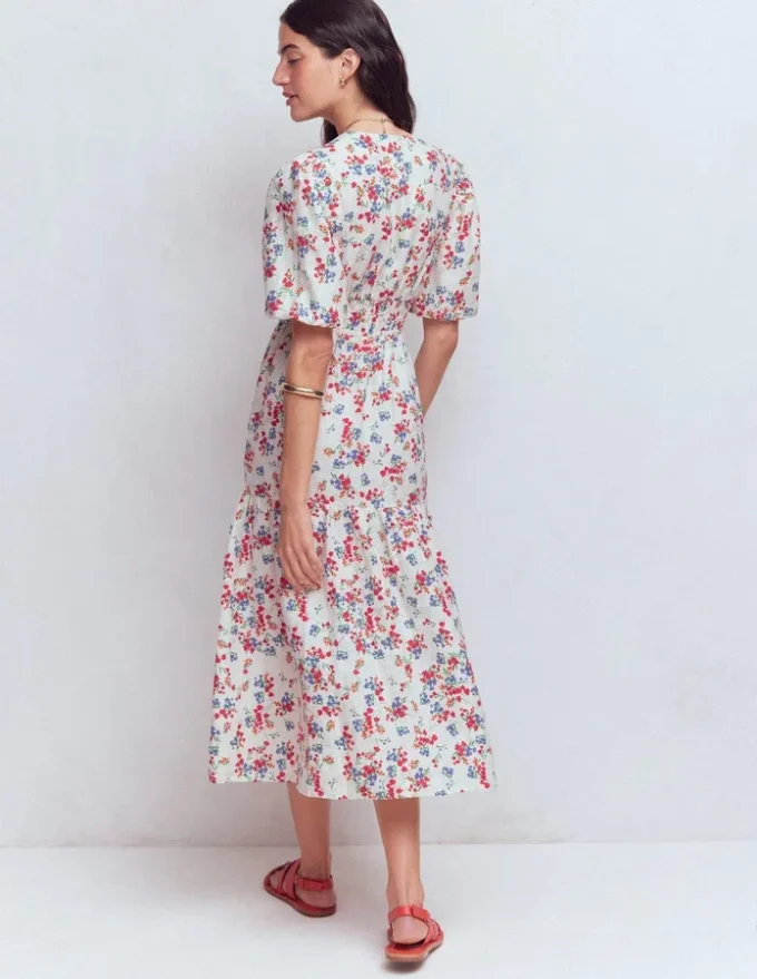 Irene Linen Midi Dress Ivory, Bloom Scatter Irene Linen Midi Dress Ivory, Bloom Scatter
