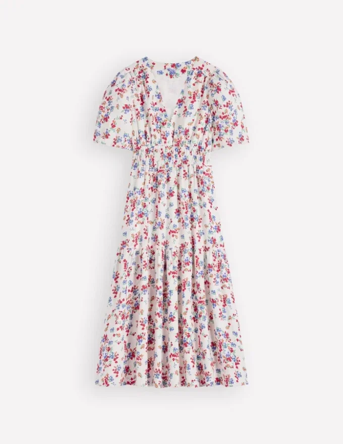 Irene Linen Midi Dress Ivory, Bloom Scatter Irene Linen Midi Dress Ivory, Bloom Scatter