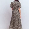 Irene Puff Sleeve Cotton Dress Almond Milk, Cheetah Pop Irene Puff Sleeve Cotton Dress Almond Milk, Cheetah Pop
