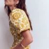 Irene Puff Sleeve Cotton Dress Gold Wheat, Meadow Scatter Irene Puff Sleeve Cotton Dress Gold Wheat, Meadow Scatter